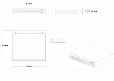 ATEC-UV04-702 Гибридный видеорегистратор, 5 Мп, 4(аналог)+2 (IP) канала